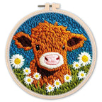 Punch Needle Embroidery Starter Kit – Animal Pattern | 20×20cm (7.8") with Hoop & Yarn