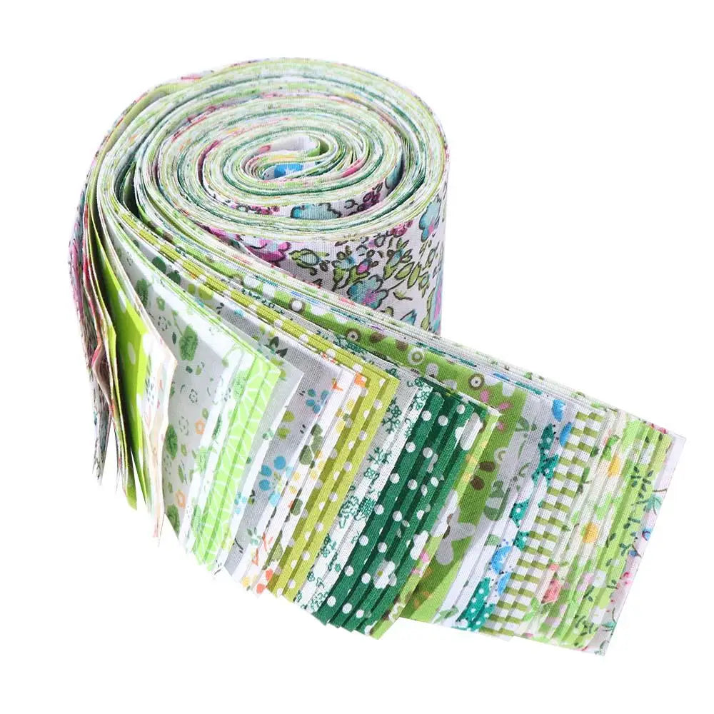 Floral Cotton Fabric Strips – 40 Pieces, 6.5 × 50 cm (2.56" × 19.69")