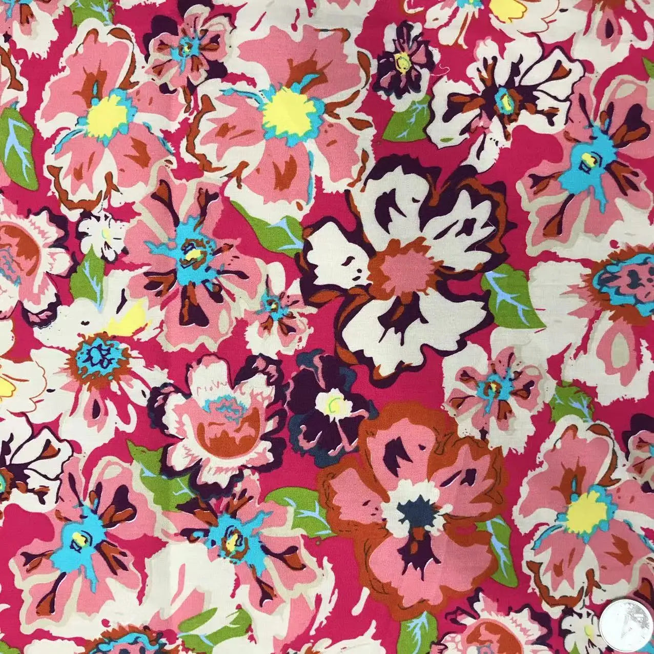 Rose Print Cotton Poplin Fabric – Vintage Floral Hawaiian Print | 145cm Wide, Sold by the Meter