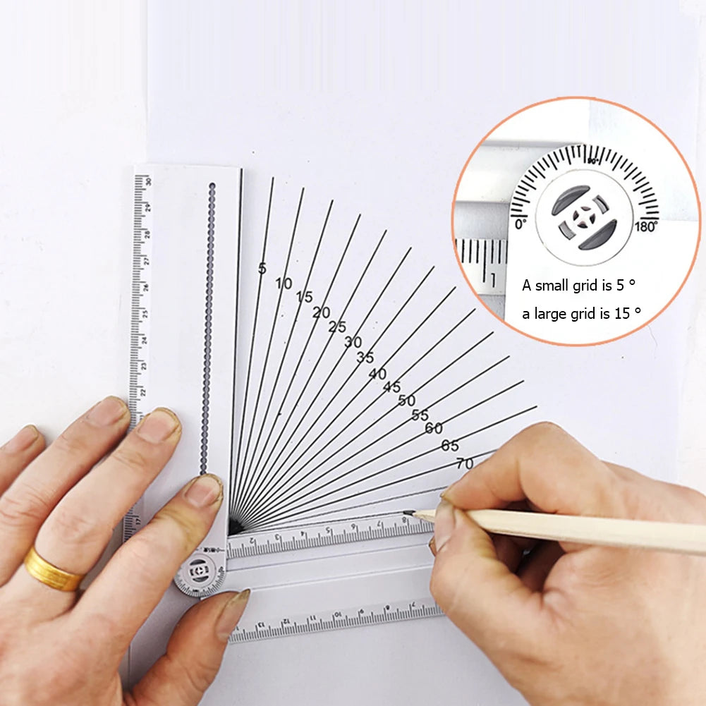 Regla plegable multifuncional para dibujo geométrico – Herramienta portátil de 0-30 cm para arcos, ángulos y líneas paralelas