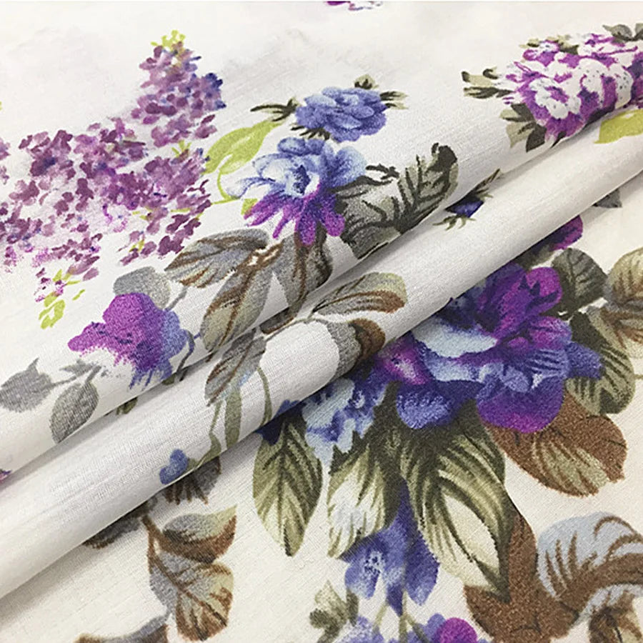 Floral Print Silk-Cotton Blend Fabric – 135cm Wide, 9-10mm | Dresses, Blouses & Luxury DIY Sewing