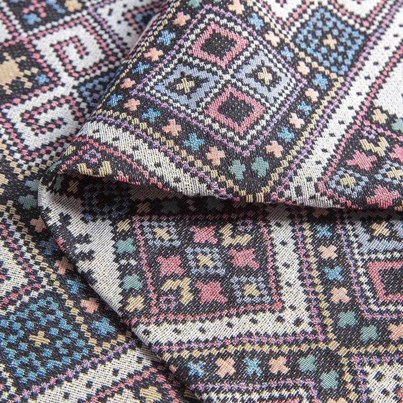 Thickened Ethnic Print Linen Cotton Fabric | 150cm Wide | 0.5m–3m | Curtain, Tablecloth & DIY