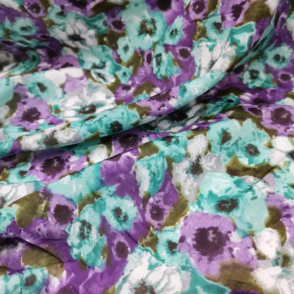 Floral Print Silk-Cotton Blend Fabric – 135cm Wide, 9-10mm | Dresses, Blouses & Luxury DIY Sewing