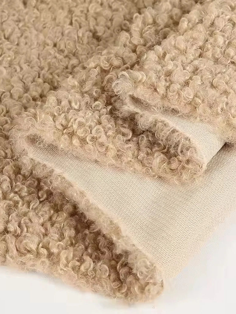 Teddy Plush Imitation Wool Fleece Fabric – 50x50cm | Soft Warm Fabric for Dolls, Pet Clothes & DIY Sewing