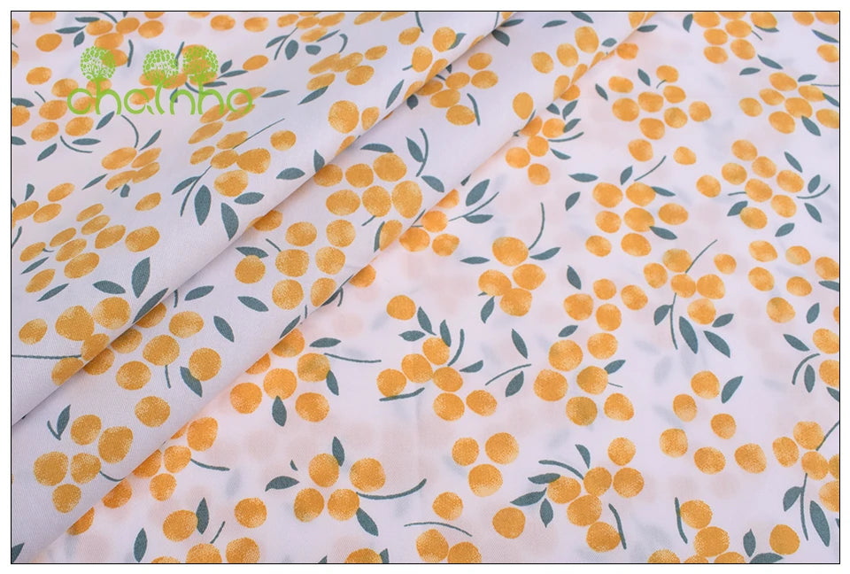 Orange Floral Series Printed Twill Cotton Fabric – 40s Weight