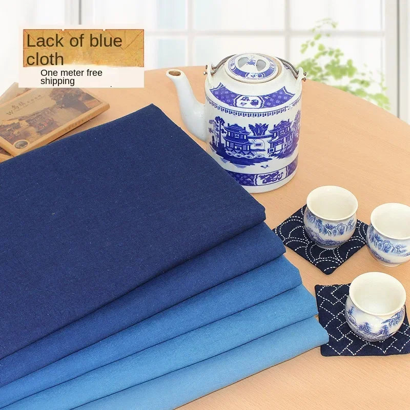 Indigo Batik Cotton Fabric – Grass-Dyed Sashiko & DIY Quilting Cloth (115cm Wide)