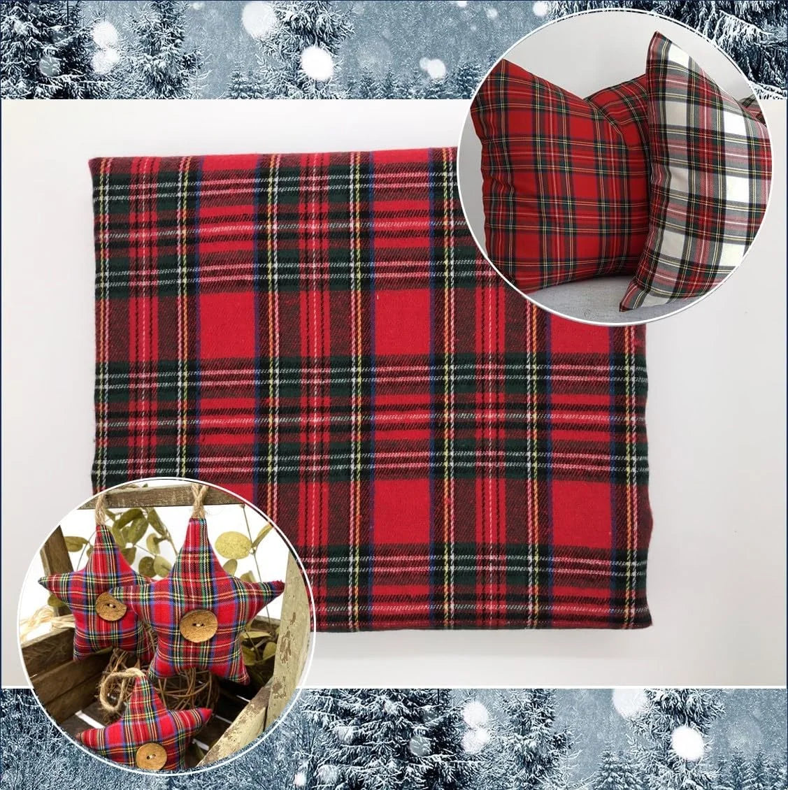 Christmas Plaid Flannel Fabric | 150cm Wide | Holiday Quilting & Sewing