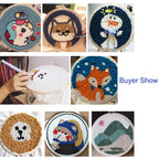 Punch Needle Embroidery Starter Kit – Animal Pattern | 20×20cm (7.8") with Hoop & Yarn