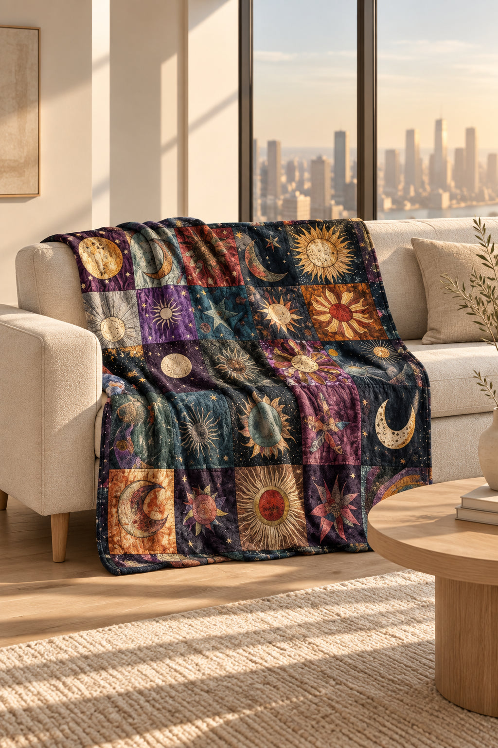 Manta de franela celestial de sol y luna – Manta suave para regalo para todas las estaciones