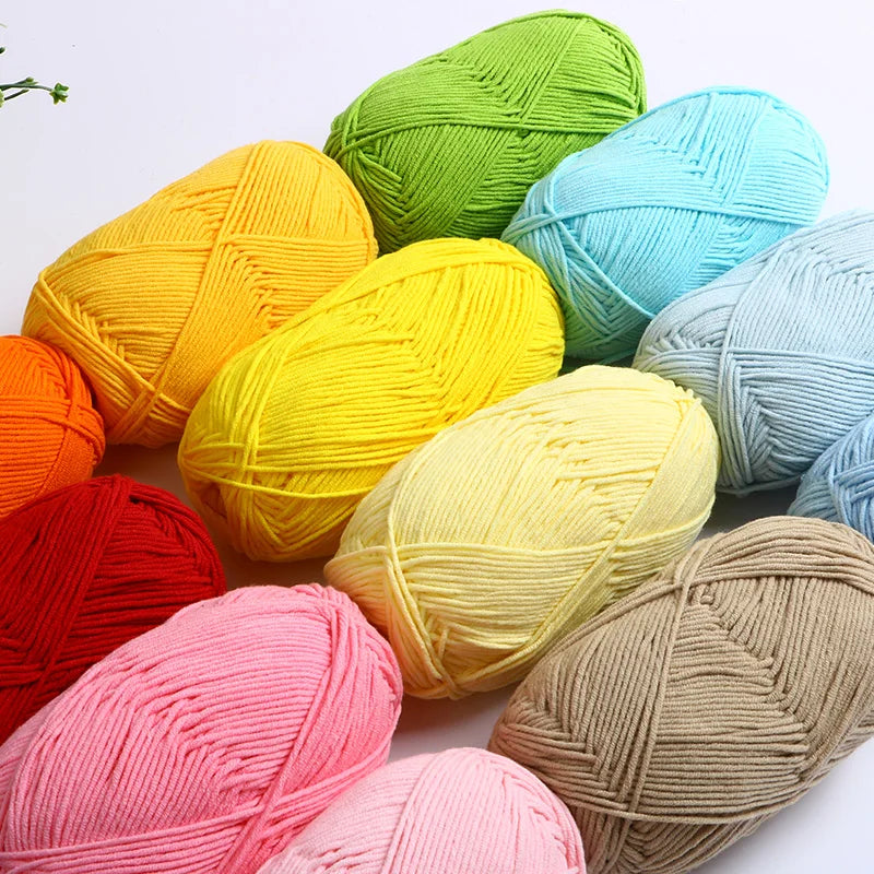 4-Ply Milk Cotton Knitting Yarn – 80% Cotton Blend | 40-50g Skein for Crochet, Sweaters & Amigurumi