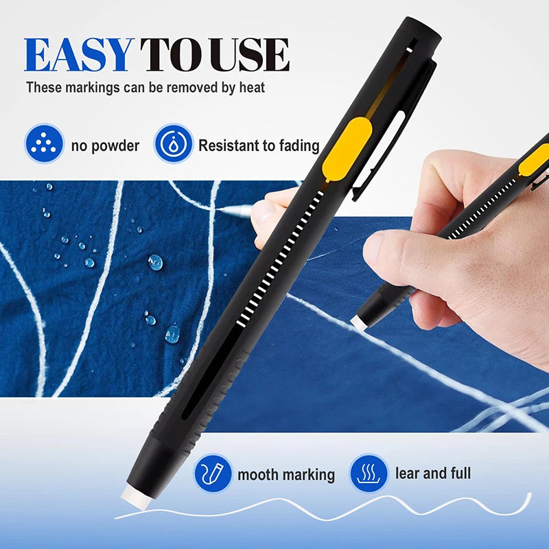Heat-Erasable Fabric Marking Pens – 2 Pens + 20 Refills, 0.7mm Fine Tip