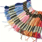 18 Colores Hilo de Bordar de Algodón – Kit de Hilos para Punto de Cruz | 8 Metros, 6 Cabos