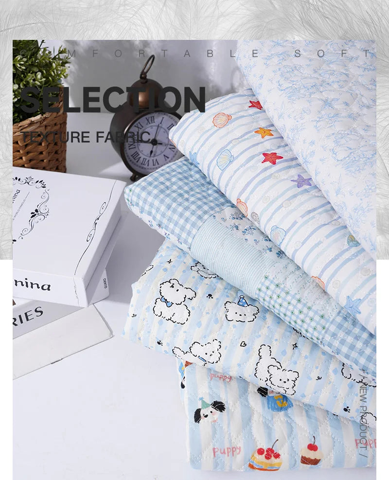 Cartoon Printed Quilted Cotton Fabric – Star & Moon