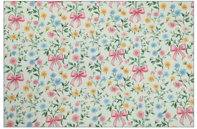 Bowknot & Flower Print 100% Cotton Fabric | 110cm Wide | Sold by the Half Yard