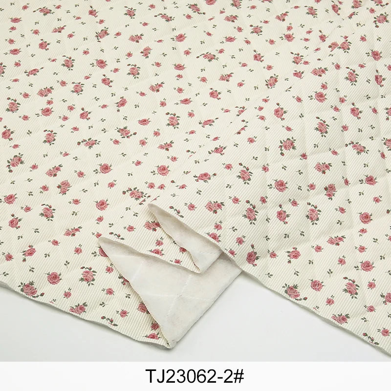Xintianji Quilted Corduroy Fabric – Floral Print, Thickened, 150cm Wide