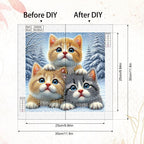 Kit de pintura de diamante 5D Gatitos invernales | Diamantes de forma especial | 30×30cm