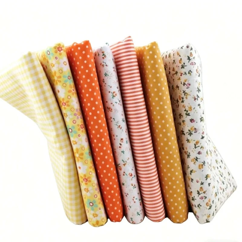 7-Piece Patchwork Cotton Fabric Set – Digital Printed Quilting Squares