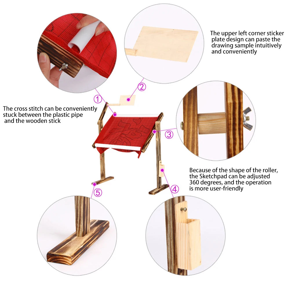 Adjustable Solid Wood Embroidery Floor Stand