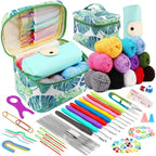 Juego de ganchillos ergonómicos y kit para principiantes — Lana, agujas de acero y suministros de tejido | 8 tipos