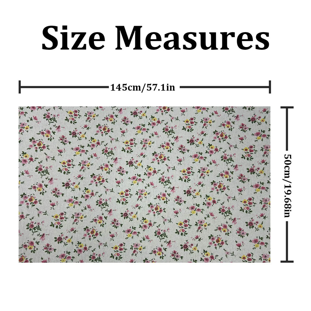 Retro Floral Print Self-Adhesive Linen Cotton Fabric Roll – 50x145cm | DIY Crafts, Jewelry Box & Furniture Repair