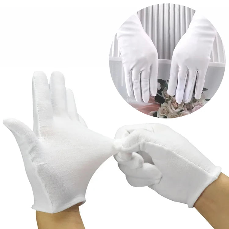 White Cotton Etiquette Gloves | Quilting, Jewelry, Waiter & Work Gloves