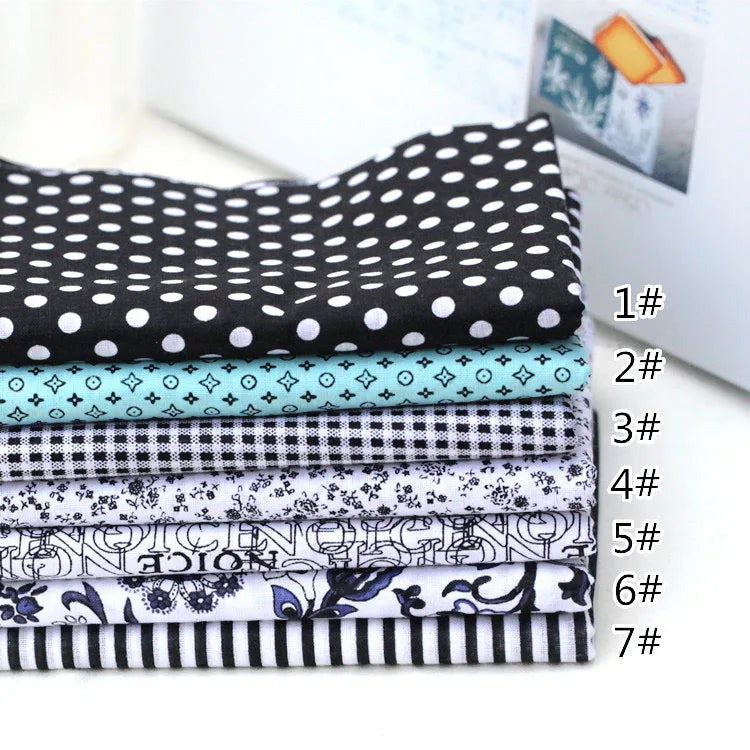 7-Piece Multicolor Cotton Fat Quarter Bundle — 25x25cm (Set A)