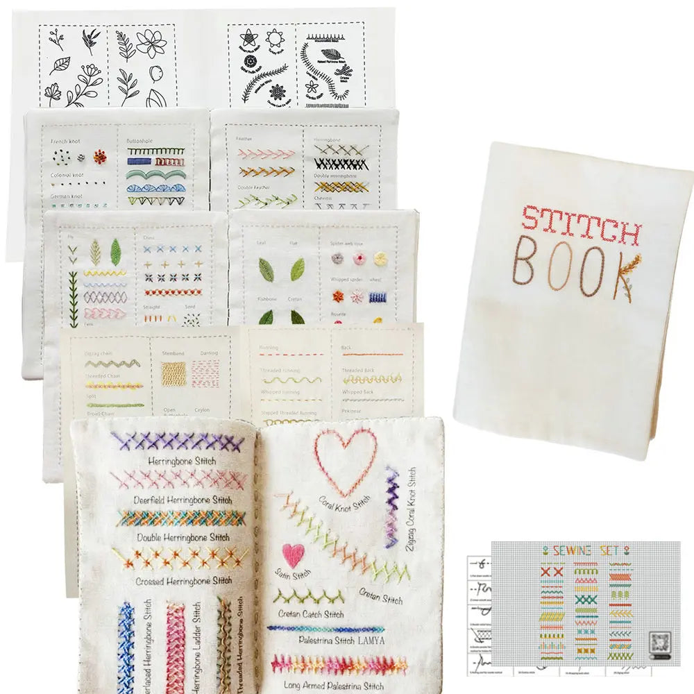 Creative Embroidery Stitches Book - 6-Page Beginner DIY Stitch Guide