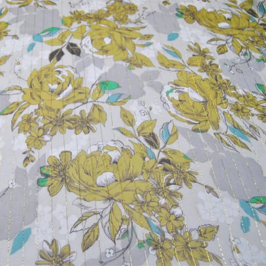 Floral Print Silk-Cotton Blend Fabric – 135cm Wide, 9-10mm | Dresses, Blouses & Luxury DIY Sewing