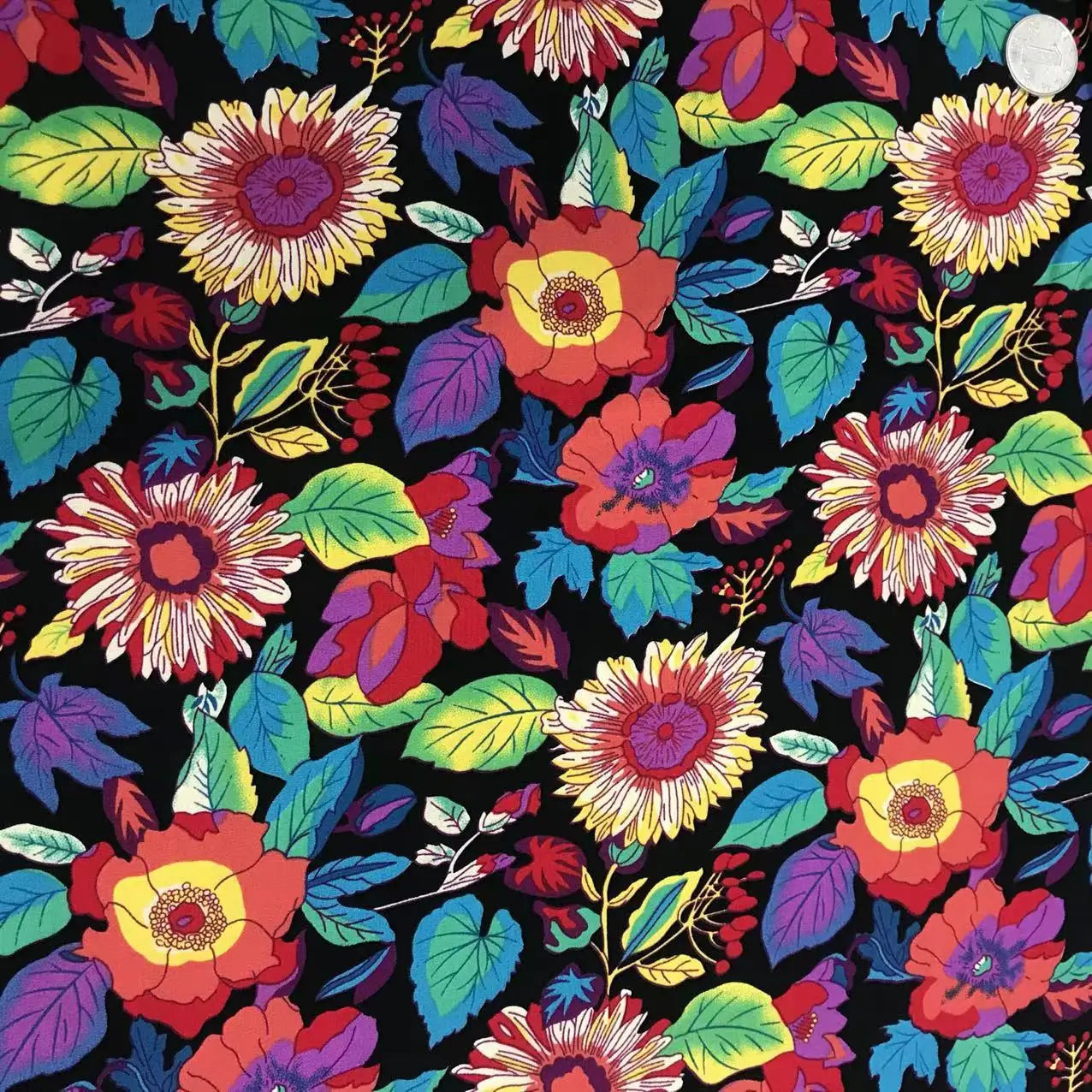 Rose Print Cotton Poplin Fabric – Vintage Floral Hawaiian Print | 145cm Wide, Sold by the Meter