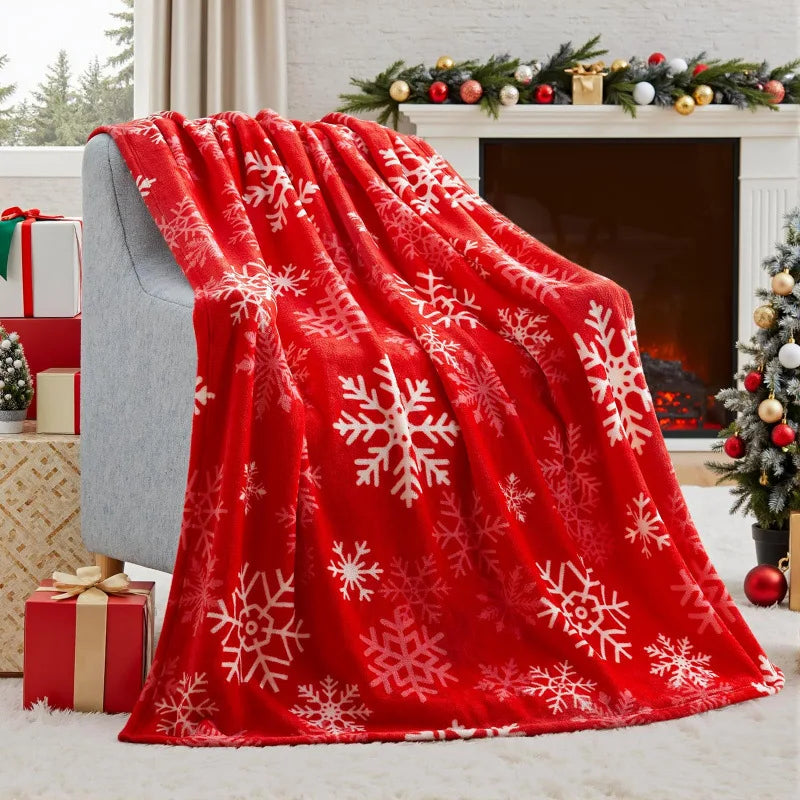Manta de franela navideña roja de invierno, suave y cómoda para sofá, cálida manta de felpa navideña, decoración navideña, mantas multifuncionales