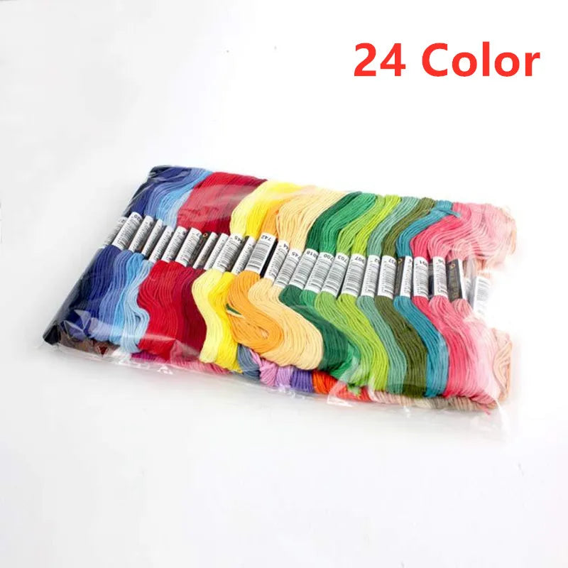 Cross Stitch Cotton Embroidery Floss Set – 8m Skeins, 6-Strand, 24 to 200 Colors, No Repeats