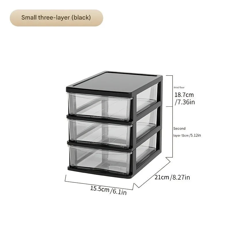 Japanese Style Desktop Storage Box-Transparent Drawer Organizer for Cosmetics,Stationery & Office Supplie,Student Desk Organizer