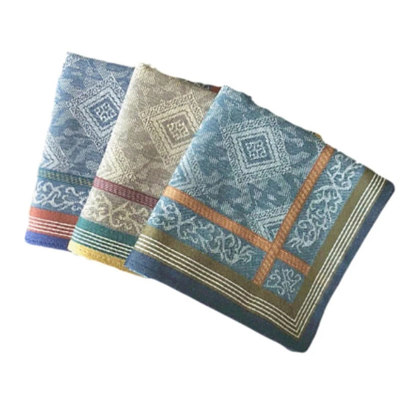 Cotton Jacquard Handkerchief – Elegant Printed Pattern | Soft & Sweat-Absorbing | 43x43cm