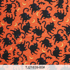 Tela estampada de murciélagos y gatos negros de Halloween – 150 cm (59") de ancho | Cortado a pedido