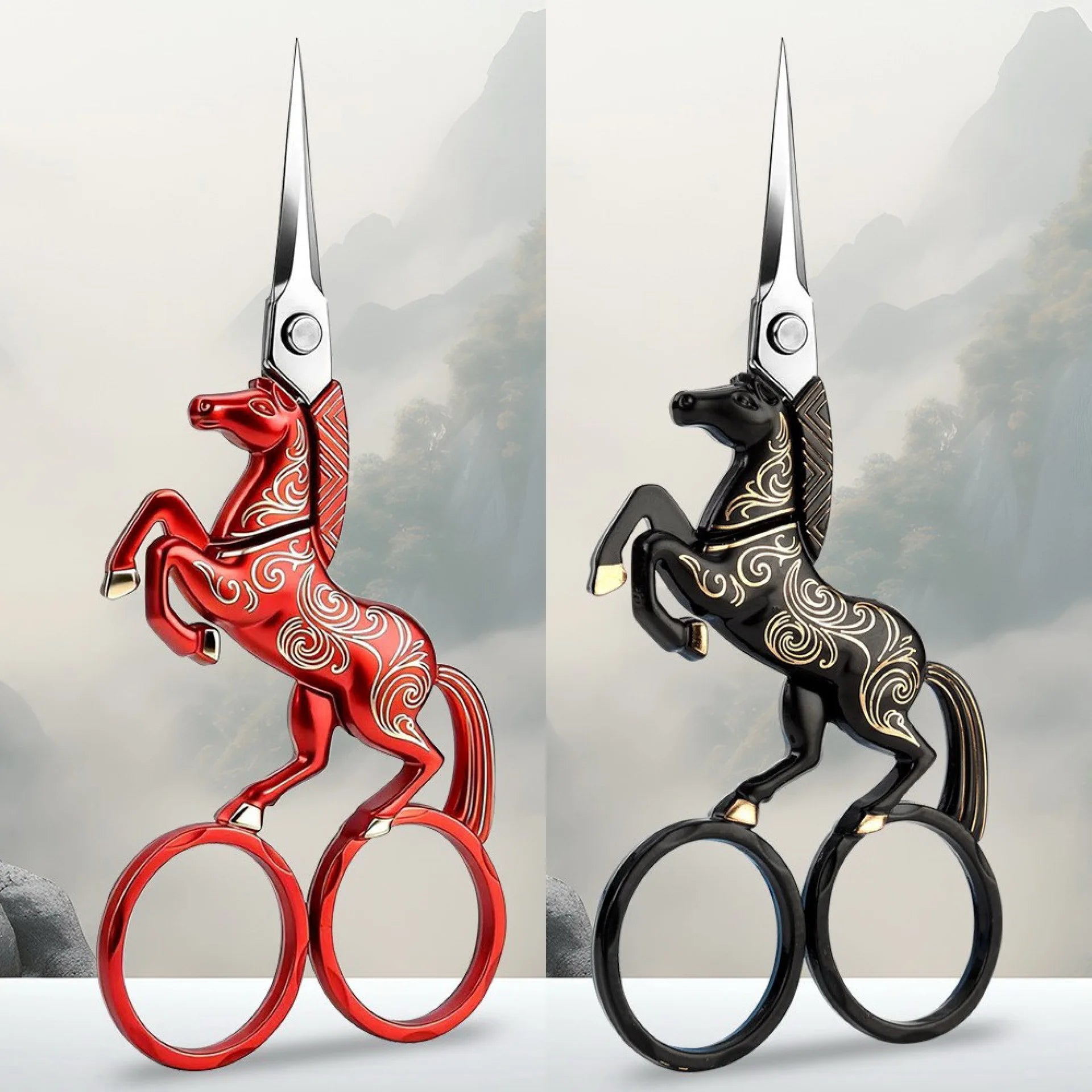 Vintage Horse-Shaped Embroidery Scissors – Stainless Steel, 5 Decorative Styles