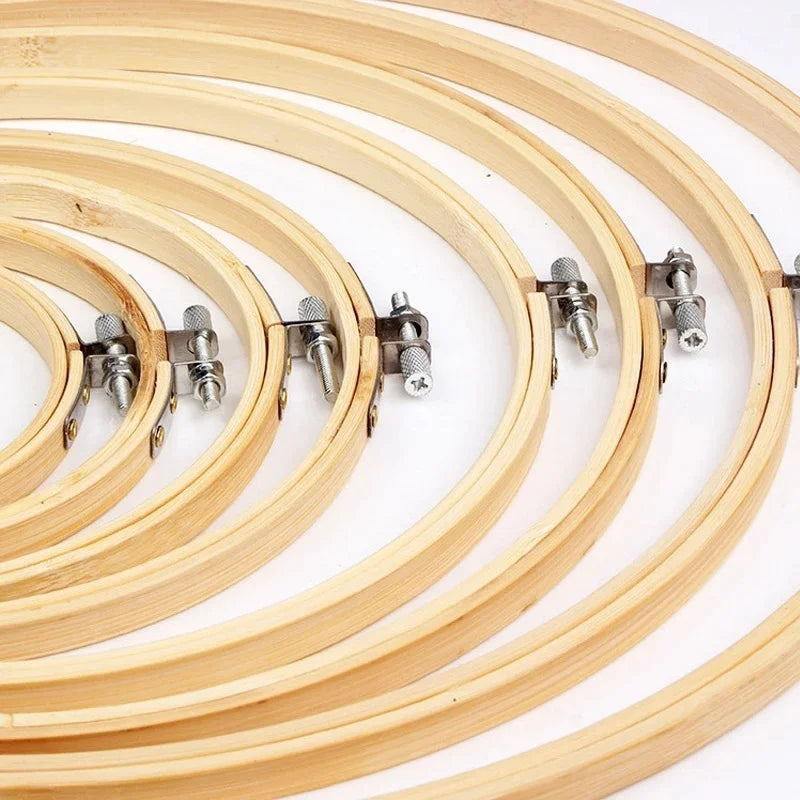 Round Bamboo Embroidery Hoops — Set of 10 (3–12 inch)