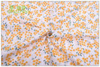 Orange Floral Printed Twill Cotton Fabric – 160cm (63") Wide | Cut to Order