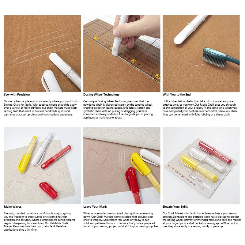 Erasable Fabric Chalk Pencils for Sewing & Quilting – Tailor Marking Tool for Patterns & Patchwork