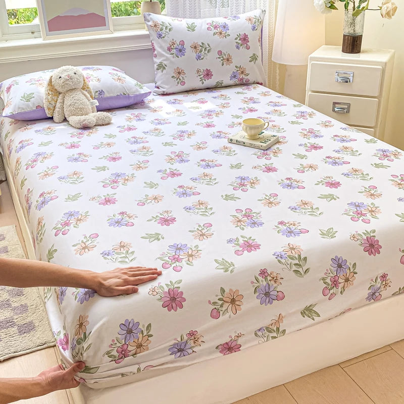 Floral Print Fitted Sheet - 500TC Polyester - 1pc or 3pc Set
