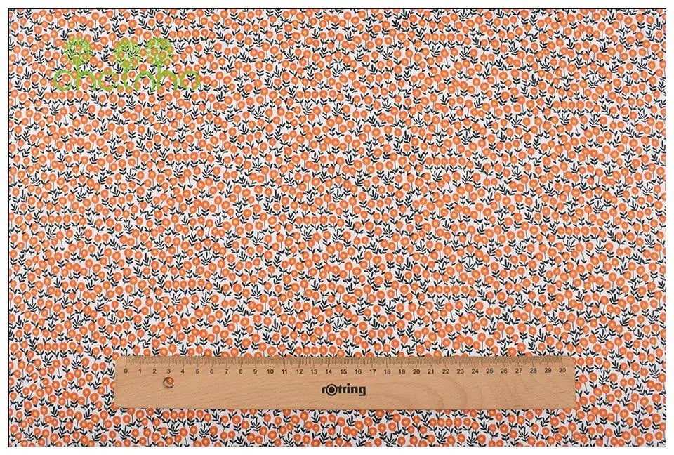 Orange Floral Series Printed Twill Cotton Fabric – 40s Weight