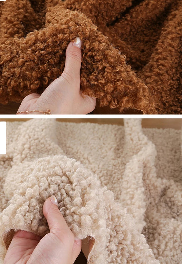 Teddy Plush Imitation Wool Fleece Fabric – 50x50cm | Soft Warm Fabric for Dolls, Pet Clothes & DIY Sewing
