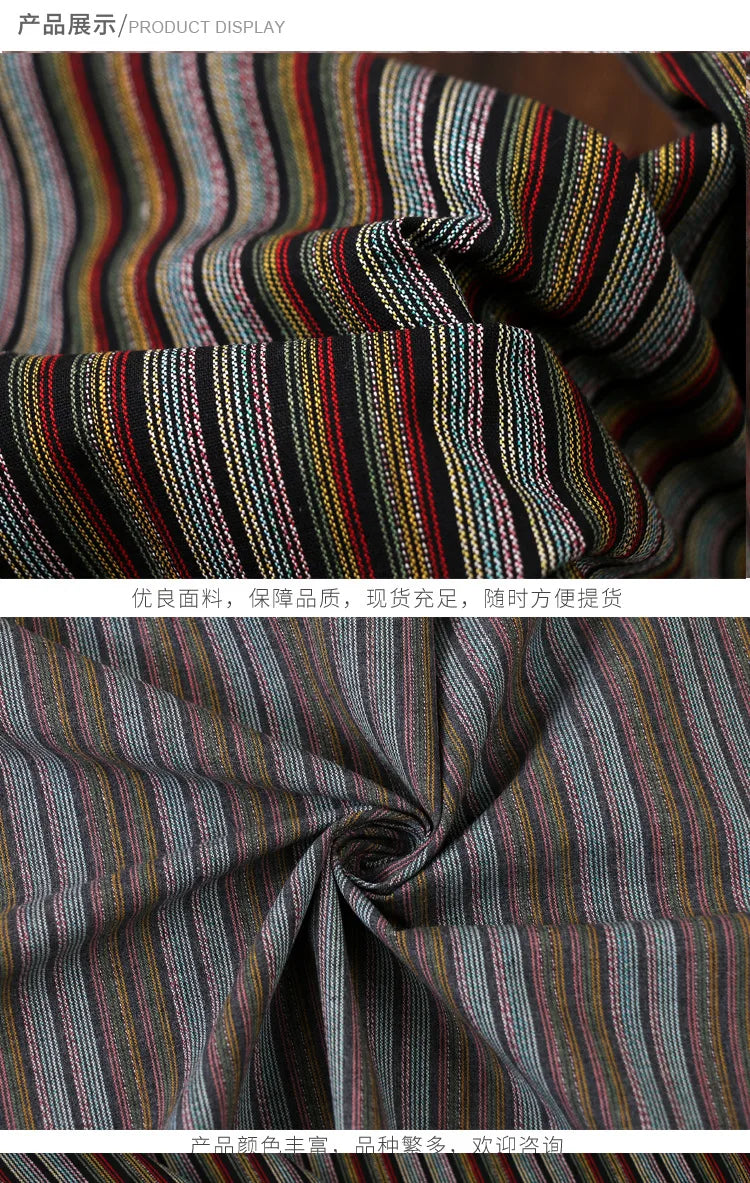 Yarn-Dyed Jacquard Striped Linen Cotton Fabric – 55" Wide, Sold by the Half Yard