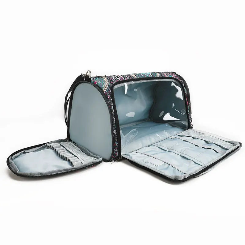 Bolsa de almacenamiento de hilo y ganchillo con estampado Paisley – Estuche organizador de punto (37×20×21cm)