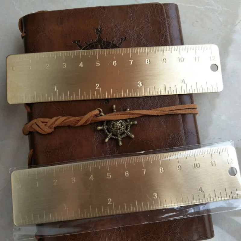 Regla recta vintage de latón de 12 cm – Regla de bolsillo de 10 cm para costura, acolchado y dibujo