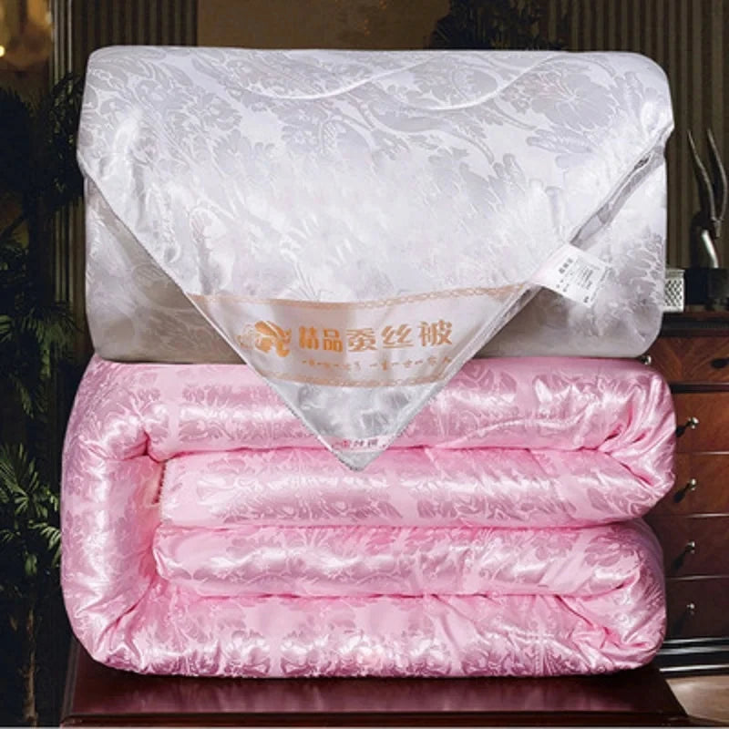 Natural Mulberry Silk Winter Quilt – 500TC Cotton Cover | Heavyweight Comforter Twin, Full, Queen & King