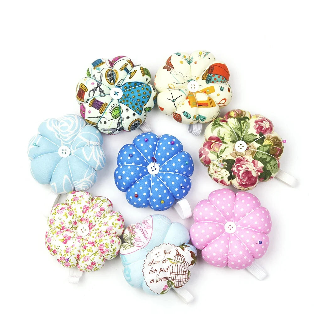 Floral Pumpkin Wrist Pin Cushion – Elastic Wristband, Quilting & Sewing Notions
