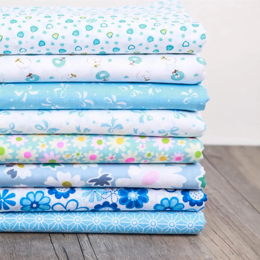 7-Piece Multicolor Cotton Fat Quarter Bundle — 25x25cm (Set D)