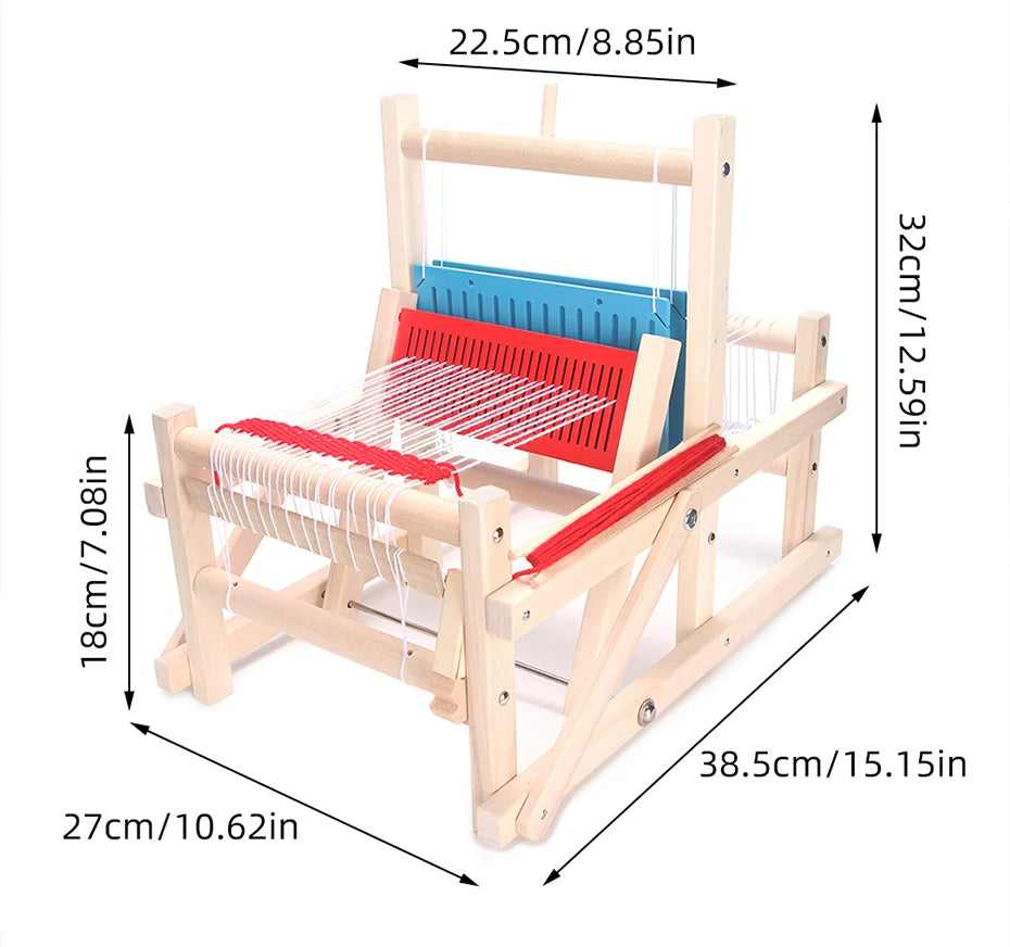 Kit de telar plegable multiartesanal de madera – Telar de mesa con 12 madejas de lana