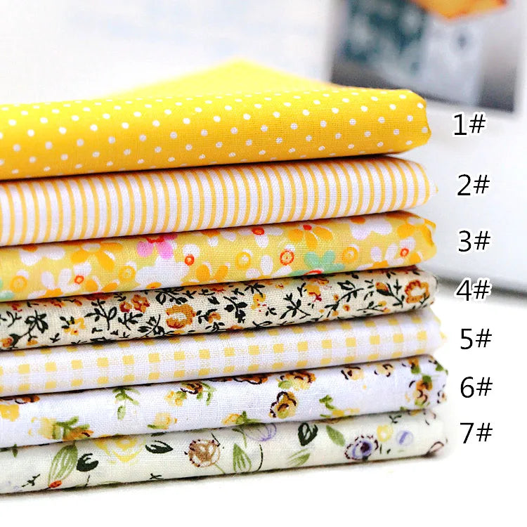 7-Piece Multicolor Cotton Fat Quarter Bundle — 25x25cm (Set B)