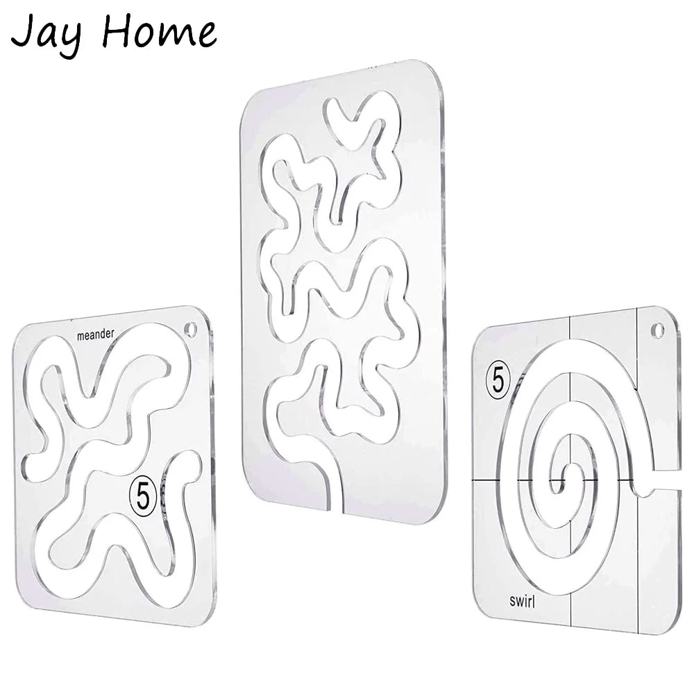 JAY HOME Transparent Acrylic Free Motion Quilting Template – Presser Foot Compatible Sewing Ruler